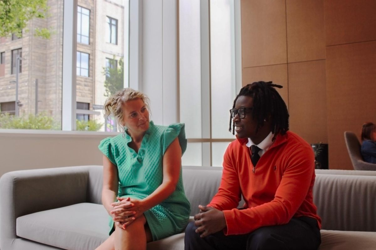 Student Frederick Monroe shadowed Beth Deering of Pinnacle Financial Partners. Photo by Emmie Wolf-Dubin.