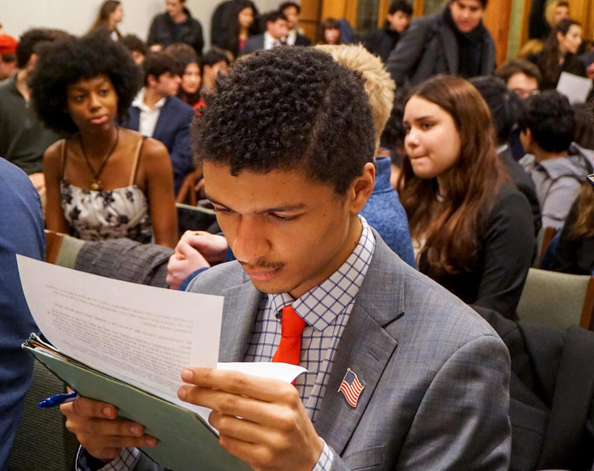 Cornell University senior Leo Glasgow prepares to give a speech at the Cornell Political Union. Photo courtesy of Leo Glasgow.