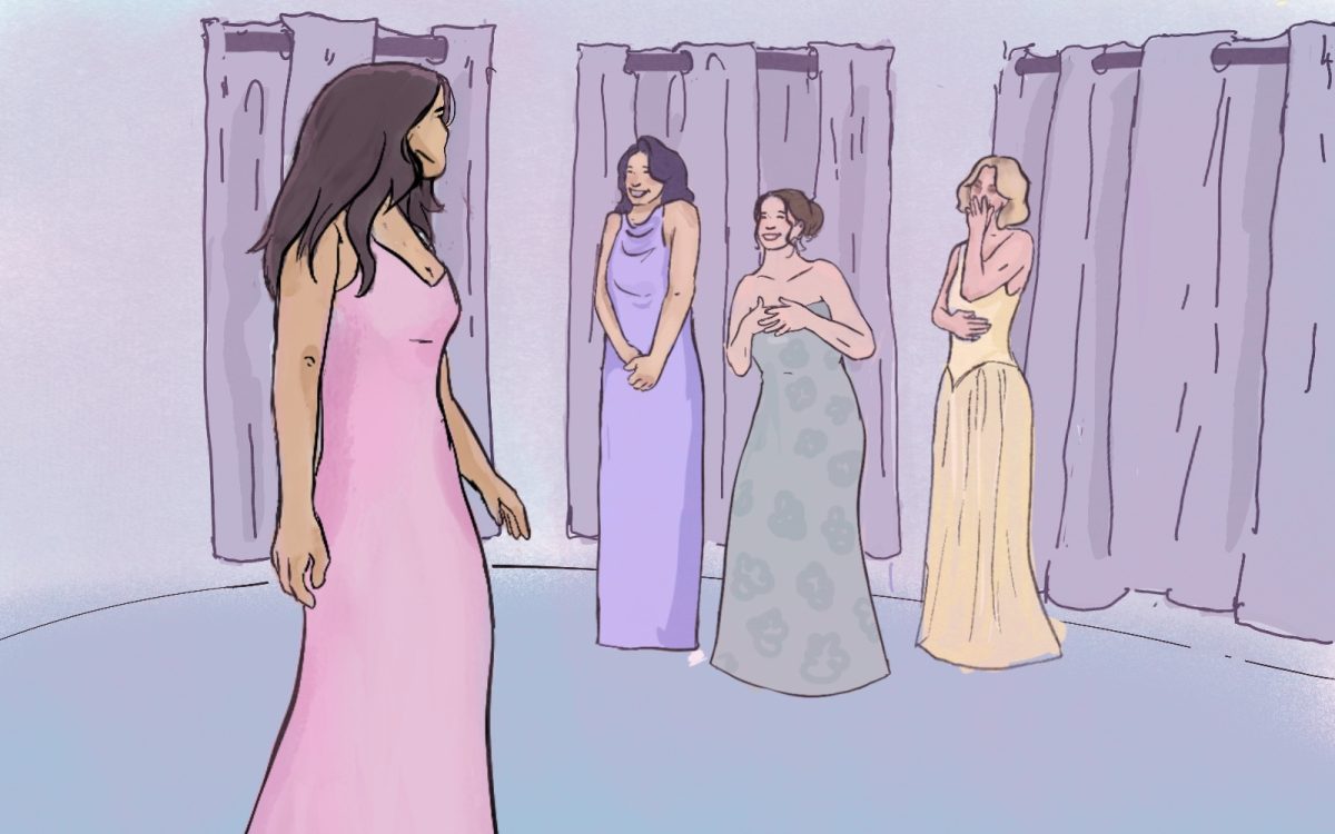 Buying a prom dress can be an exciting milestone — but for some, the cost generates stress. Art by Addie Hardy.