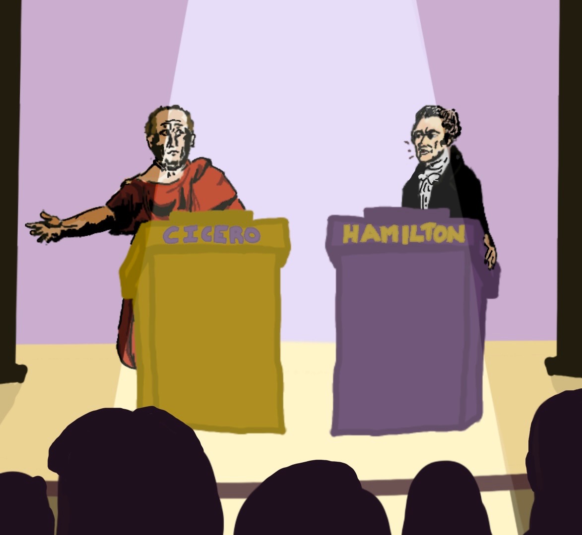 Civil argument was an essential skill for ancient Romans and our Founding Fathers alike. Art by Charlie Blau.